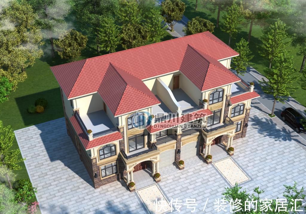 进深|5款农村双拼别墅，气派非凡，两兄弟建在农村低调而舒适