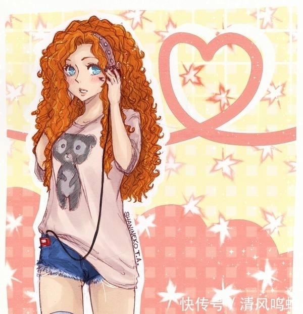 迪士尼公主&插画师将迪士尼公主绘成流行概念风格,使之充满少女活力