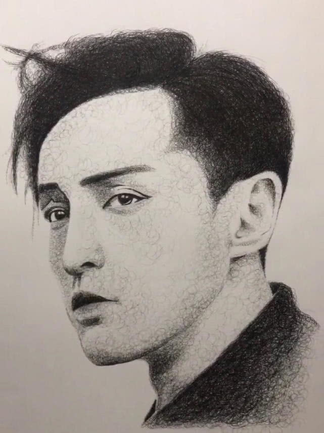 络腮胡&美术生用“没水”画笔画胡歌,还以为满脸络腮胡,成画帅晕了!