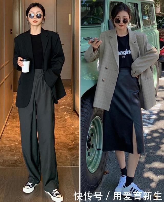 西装外套里面穿什么,跟着这位时尚博主学起来,这样穿气质太飒了