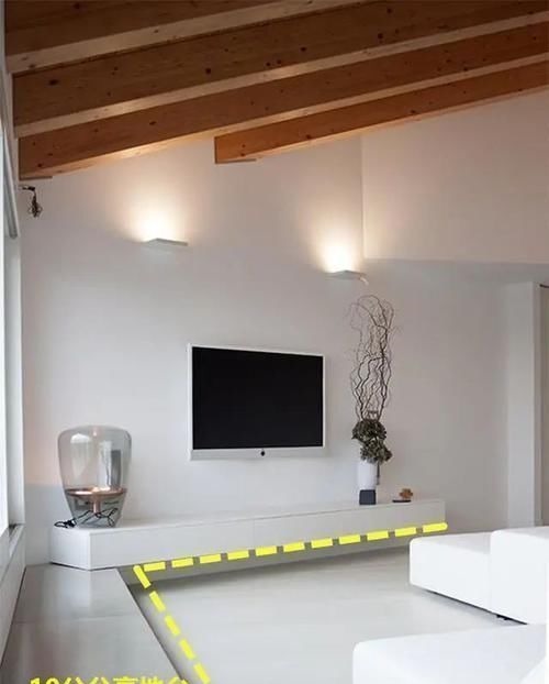 墙面|除了沙发,靠墙打10公分悬空地台,来20个客人都坐得下!