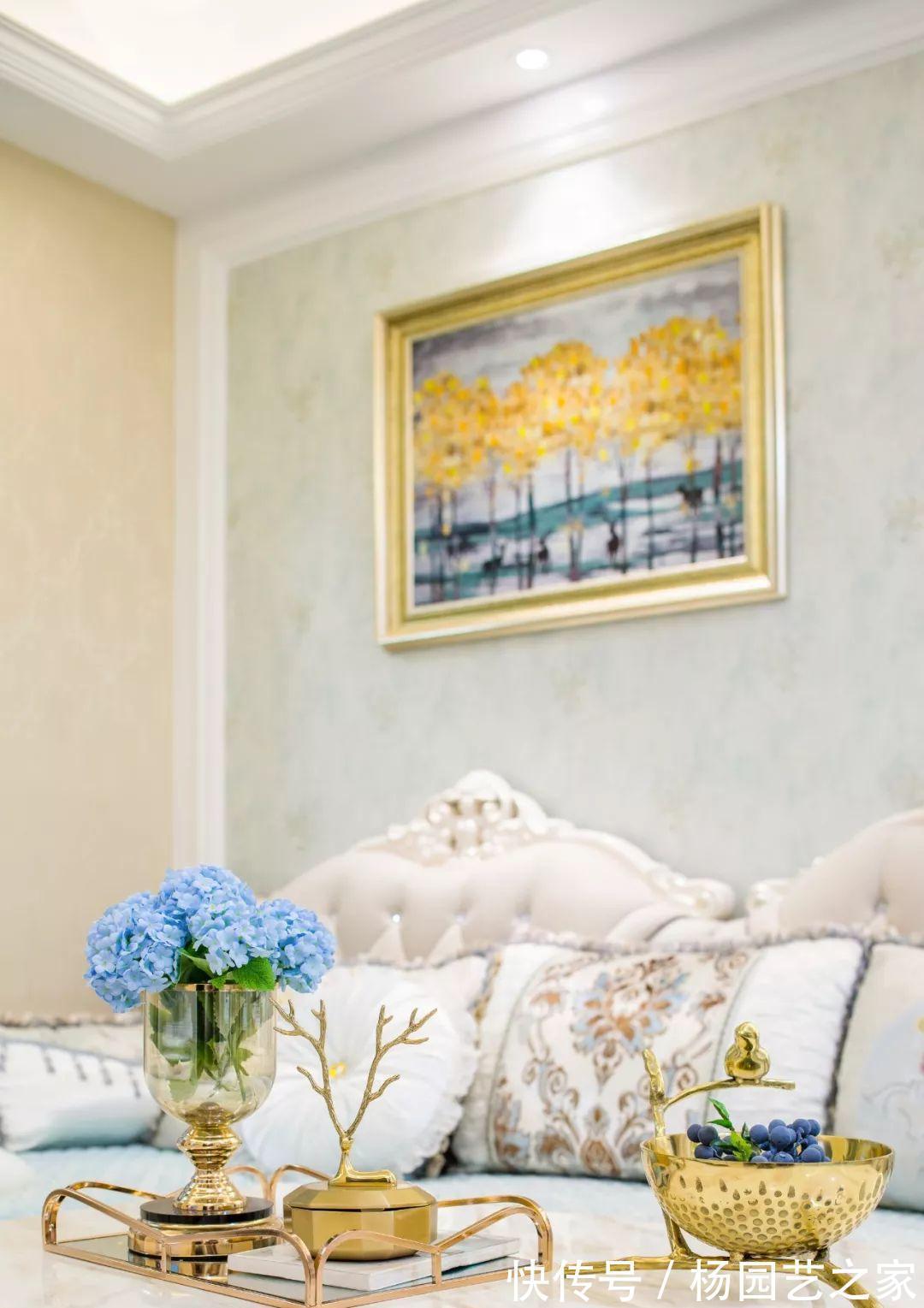 电视背景墙|107平欧式小三居,整体大气又别致,小户型也不输气质!