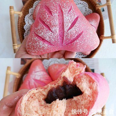 火龙果豆沙包，好看又好吃，做法简单