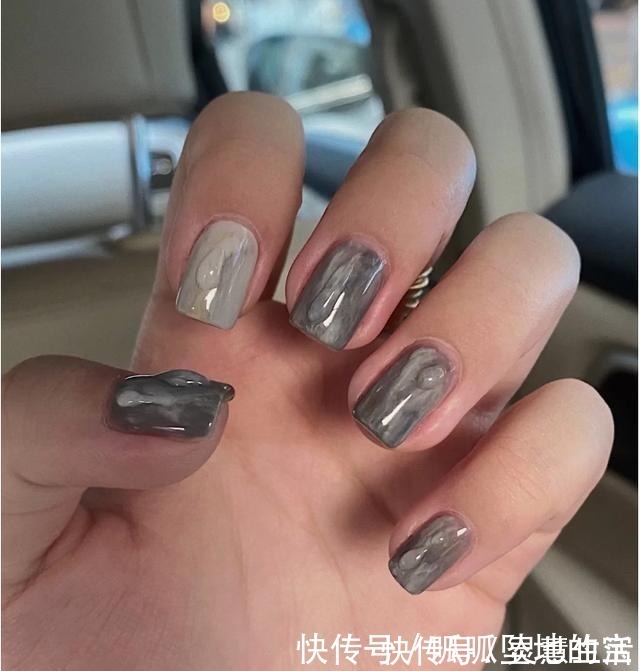 晕染|显手白的美甲分享!莫兰迪色高级,拼接美甲大方,玫瑰金色显白