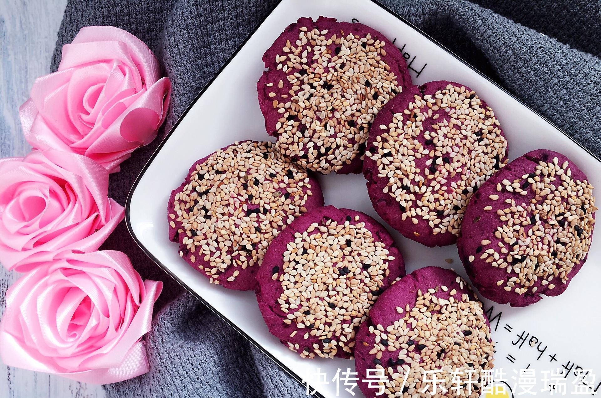 烤箱|家常版紫薯豆沙糯米饼，香糯可口，制作简单