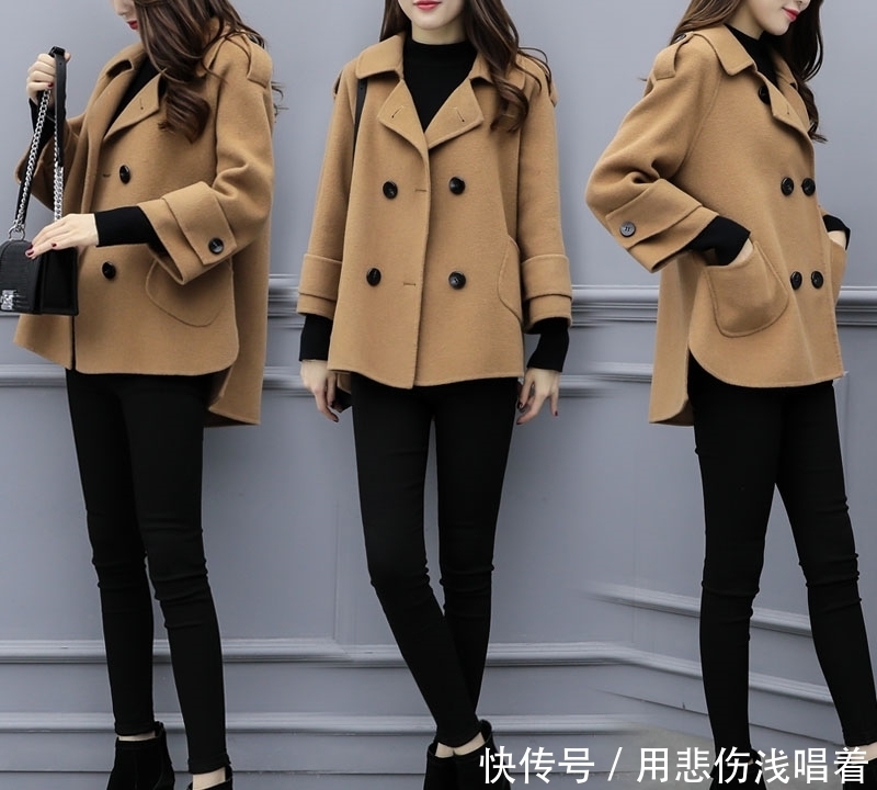 冬季新款宽松毛呢外|大年初一怎么穿?建议大家:毛呢大衣+烟管裤+短靴,人人买得起