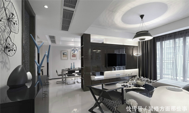 餐边柜|91平后现代风以黑白灰为色调,玄关处用矮柜做鞋柜也可储物