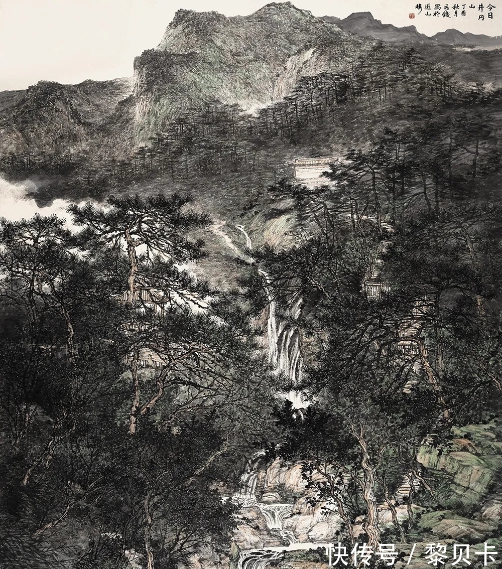 水墨#恢宏大气!段铁水墨山水画