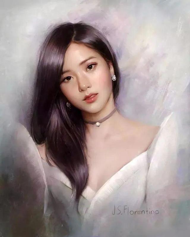 贾斯汀$菲律宾艺术家的绘画作品以女性为主,具有逼真的艺术效果