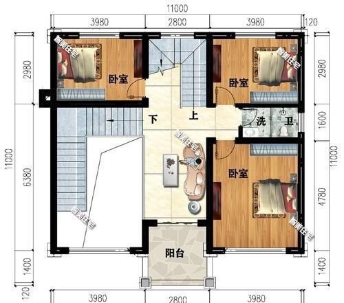 别墅|11×11米,建房尺寸相同的两栋别墅,带挑空客厅均很大气
