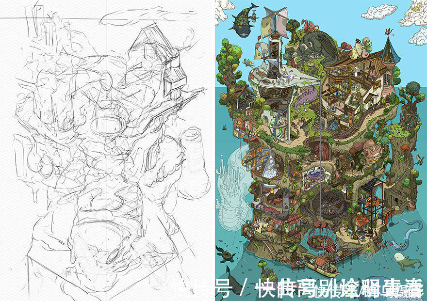 艺术家们@27个初稿与成品对比照,前后差距太大,网友:这是同一副画吗