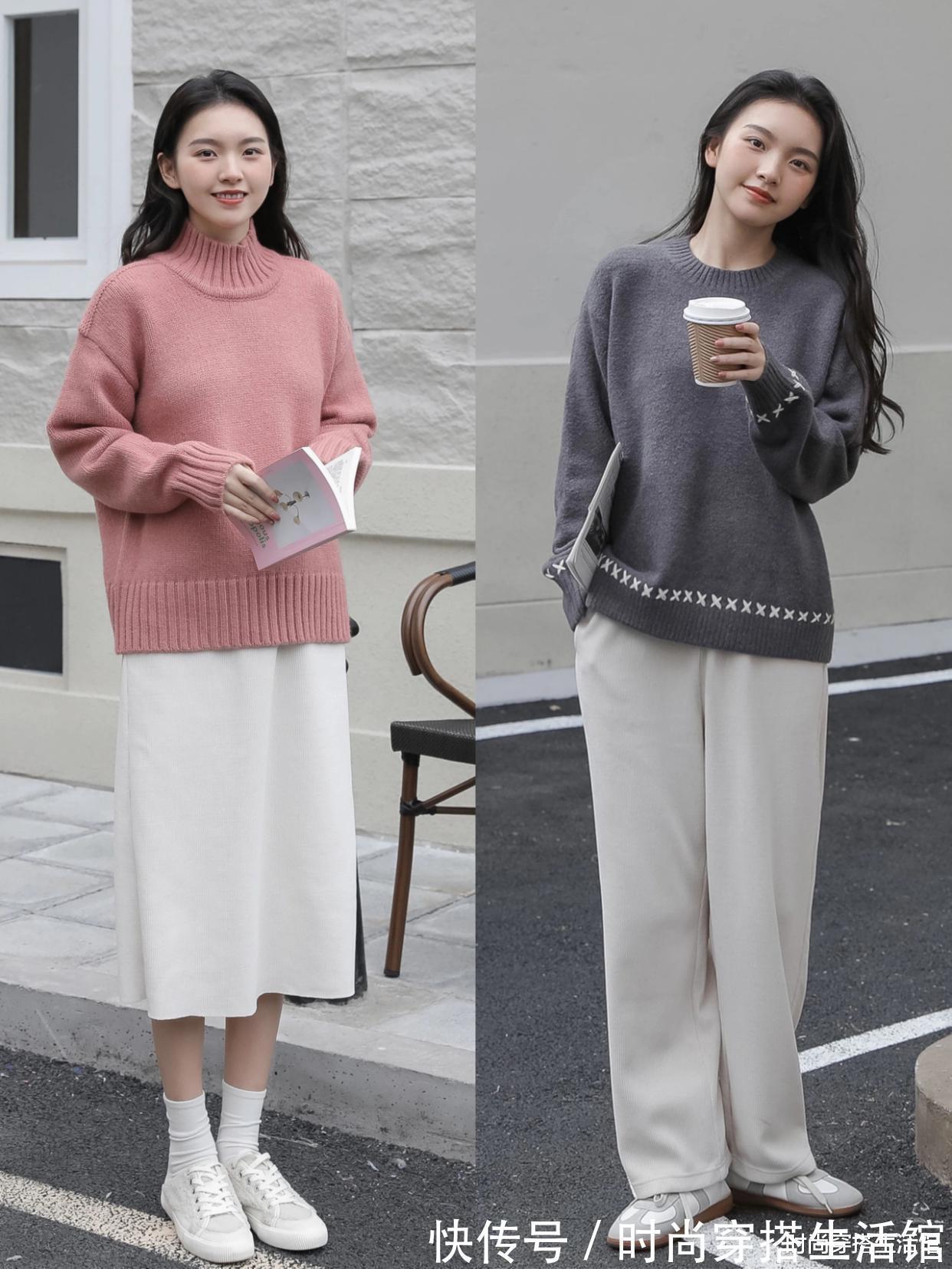 阔腿裤|冬天的毛衣不要随便搭,4个显高公式和1个总结,穿出满满高级感
