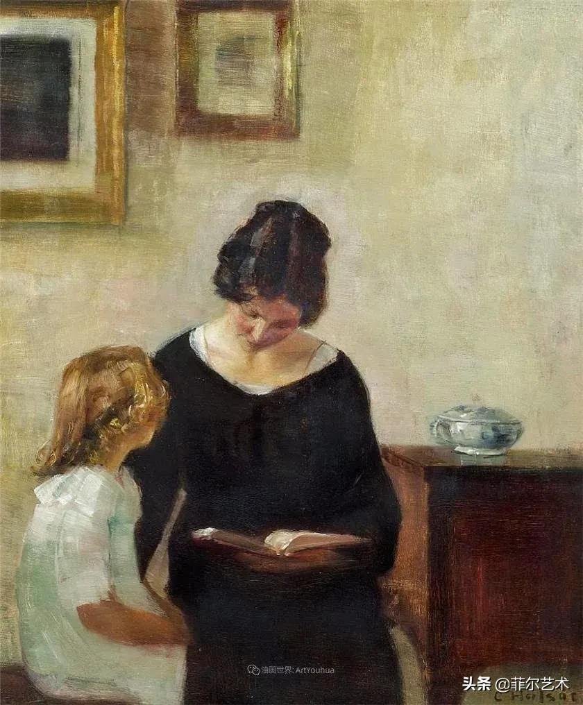 kol|丹麦画家卡尔·维尔赫姆笔下油画里安静的女子,奇妙的光影