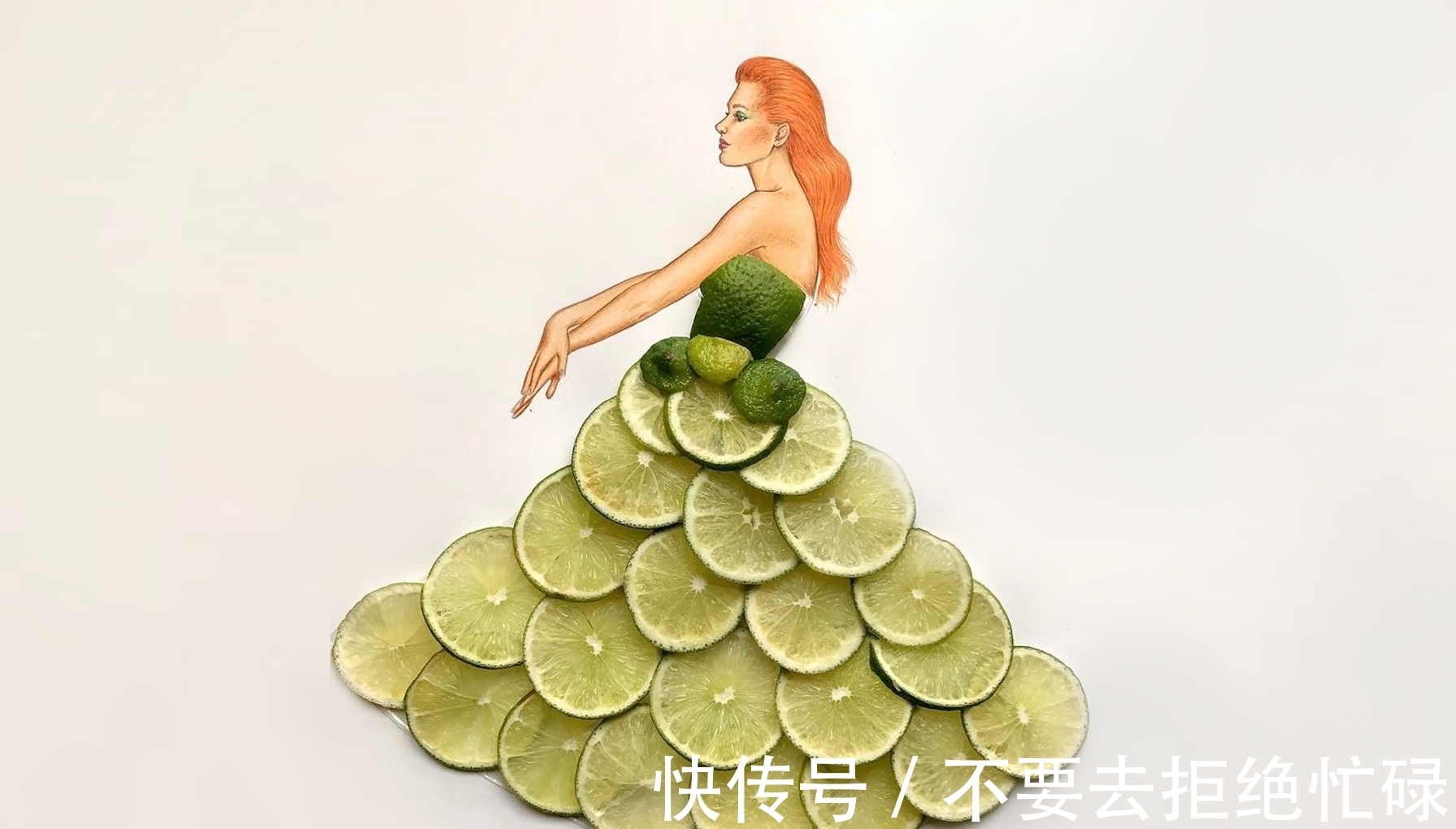 shamekh#这个插画师有点“懒”,他画画只画一半,其余都是用水果来替代