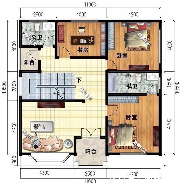屋面处|面宽11米的3栋农村别墅,从两层到四层,每款户型都值得细品!