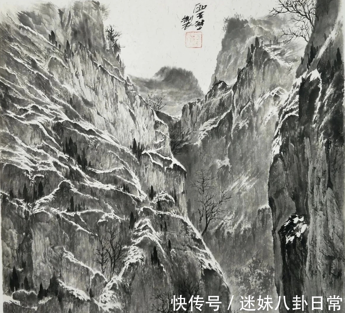 画家!一位青年画家的山水画很写实,有韵有境,不输西方风景画!