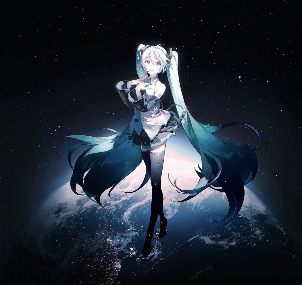 双马尾|画师笔下的初音未来,侧身、背影、三分身都很漂亮