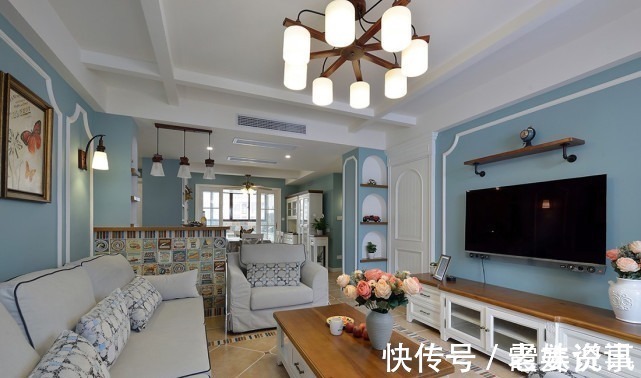 浅蓝色|131平以甜美欢快清新的设计风格为主调,从进门就有家的感觉