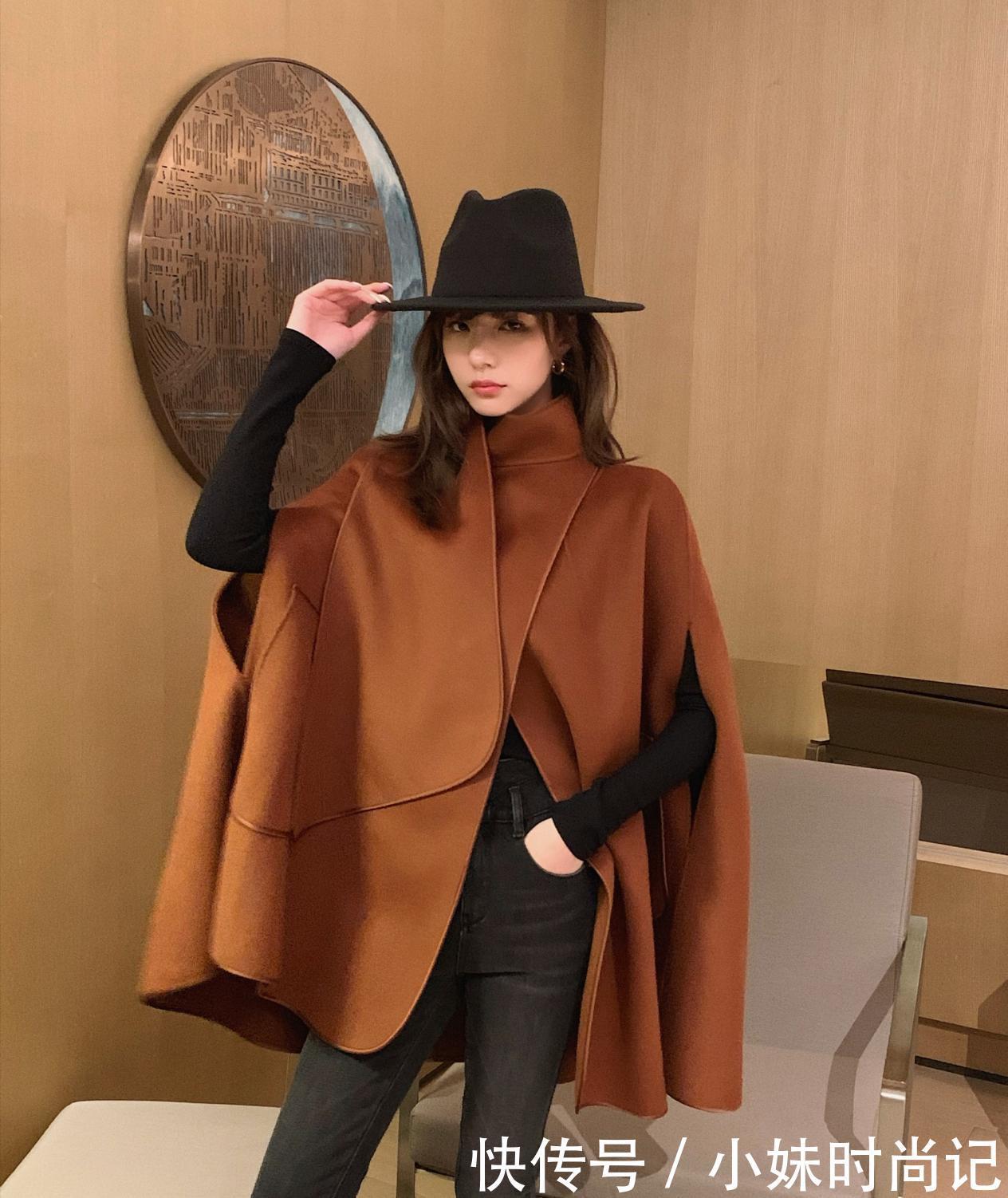 大衣|大衣别总穿经典款, 不如试试时下正火的斗篷大衣, 有气场又显气