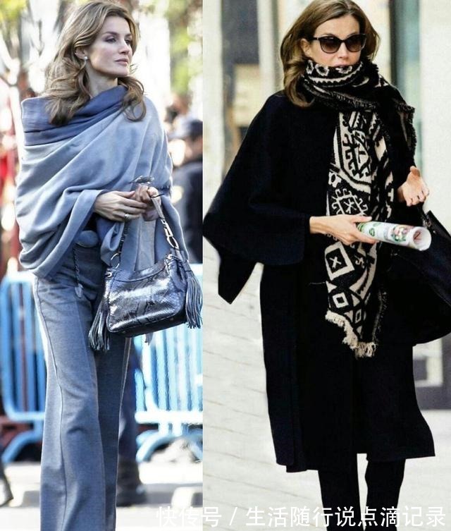 深色 降温怎么穿搭西班牙王后抗冻有一套，时尚并不意味着一定露腿！