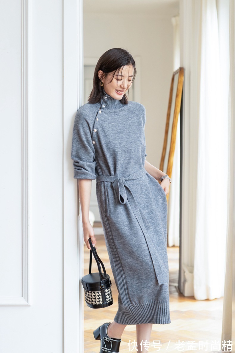 小单鞋|时髦好穿搭的针织连衣裙,简约知性,时尚优雅