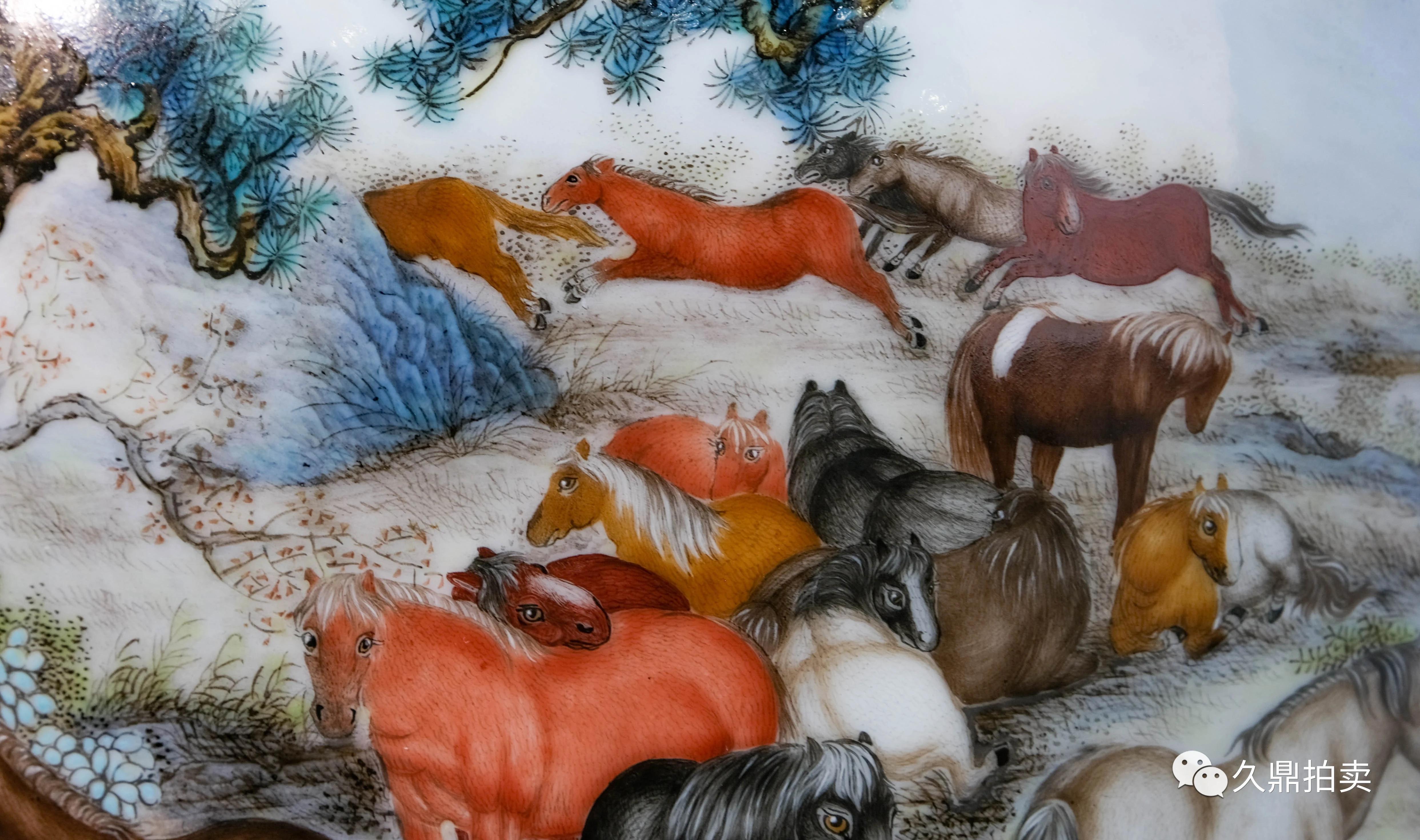 纹饰#【精品赏析】清乾隆 洋彩骏马图蒜口双耳樽