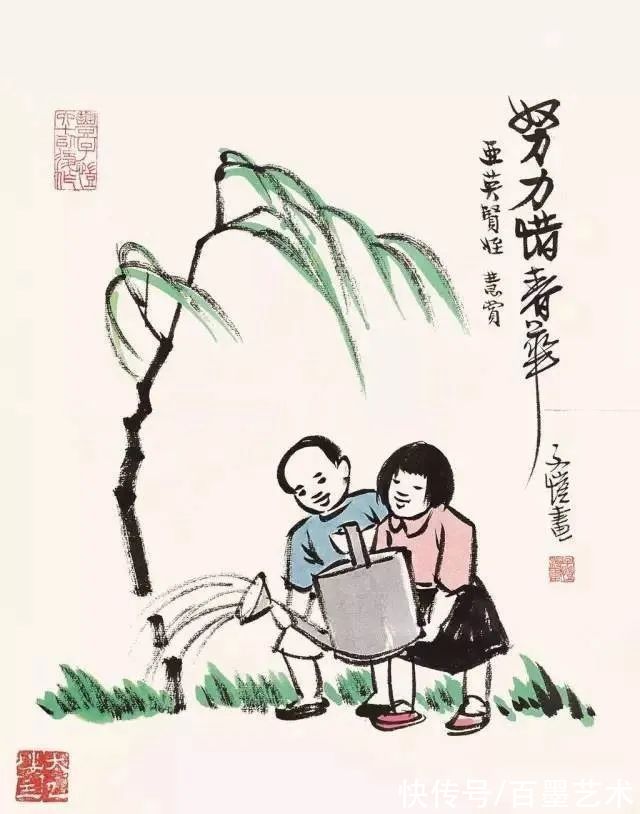 郑午昌@春风拂柳，春意浓！大师笔下的春柳太美了