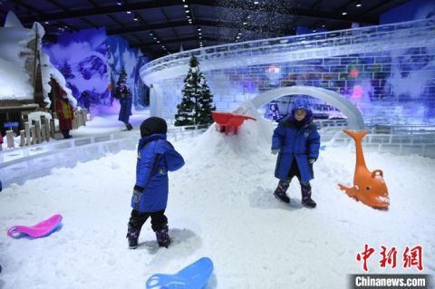 重庆：室内冰雪乐园吸引市民感受“北国风光”