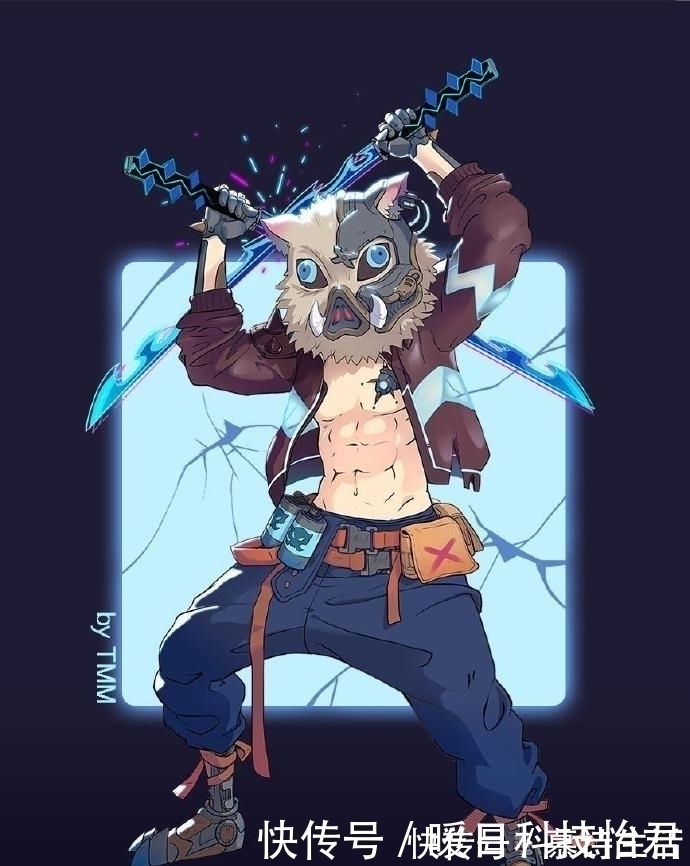 画师|赛博朋克风《鬼灭之刃》,蝴蝶忍拥有透明翅膀,祢豆子神秘感十足