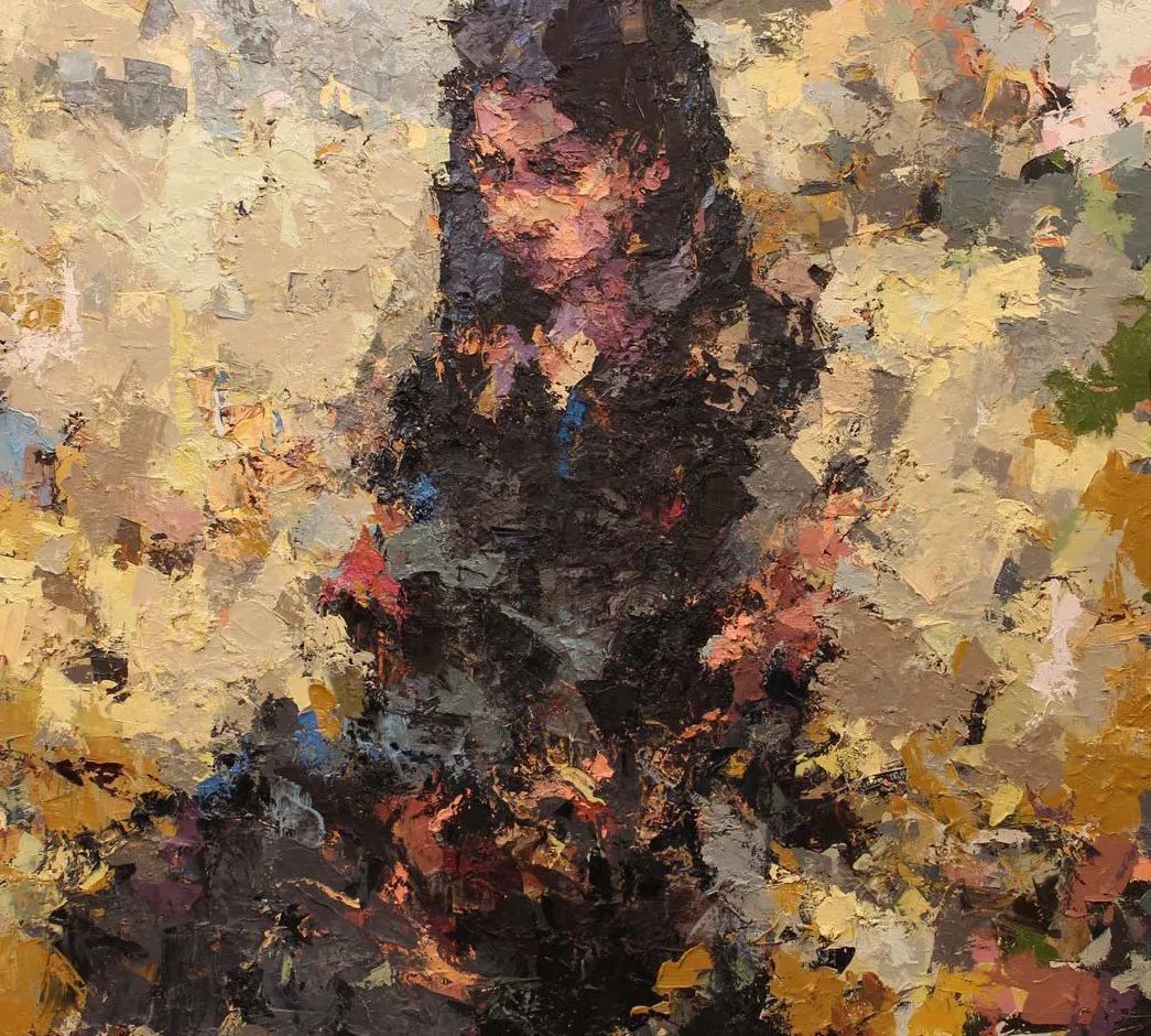 纹理&他将杂碎的色块,厚重的纹理,融于画中的人物