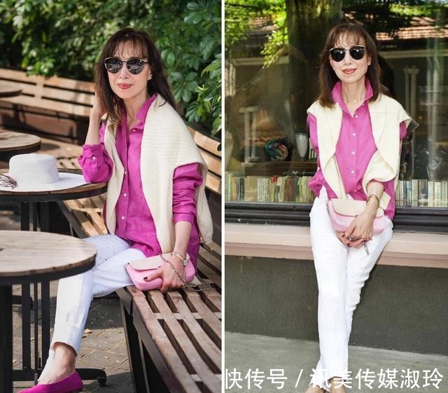 九分裤|这才是60岁该有的早秋穿搭!“衬衫+九分裤”,露出脚踝更时髦