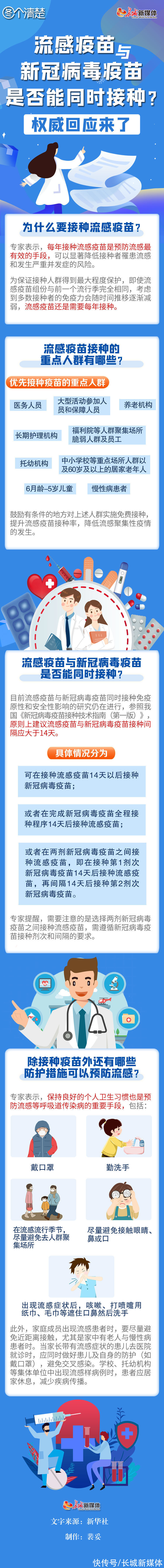 新冠病毒疫苗|图个清楚丨流感疫苗与新冠病毒疫苗是否能同时接种？权威回应来了