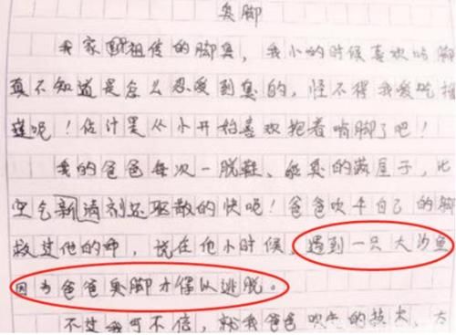 小学生以“爸爸的脚臭”为题，有那味儿了，爸爸：还我面子！