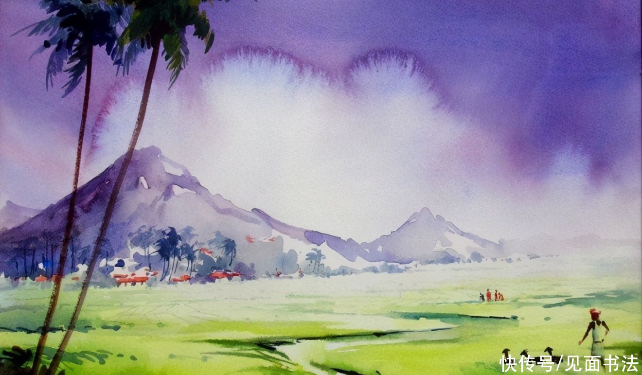  绘画|「愙斋书法」印度Elayaraja水彩绘画作品