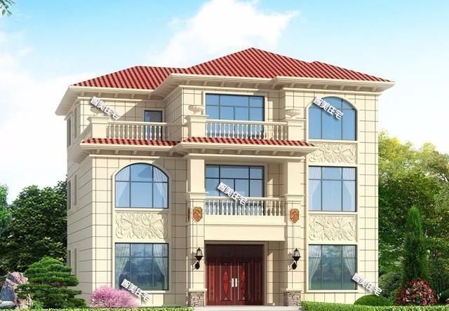 真石漆|2栋宽13米左右的简欧别墅,城里有房村里有墅,成功人的象征