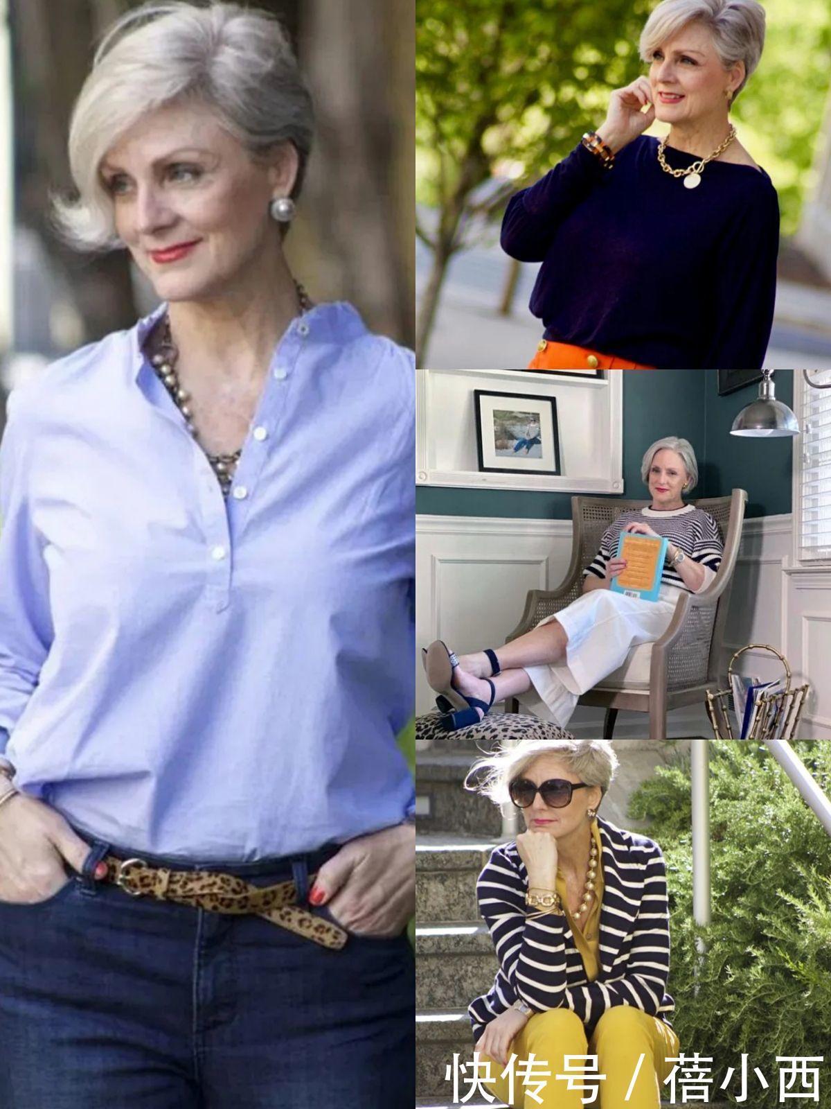 百搭|年过60有点胖,皮肤又松弛怎么穿?学这位外国奶奶搭配,不用扮嫩