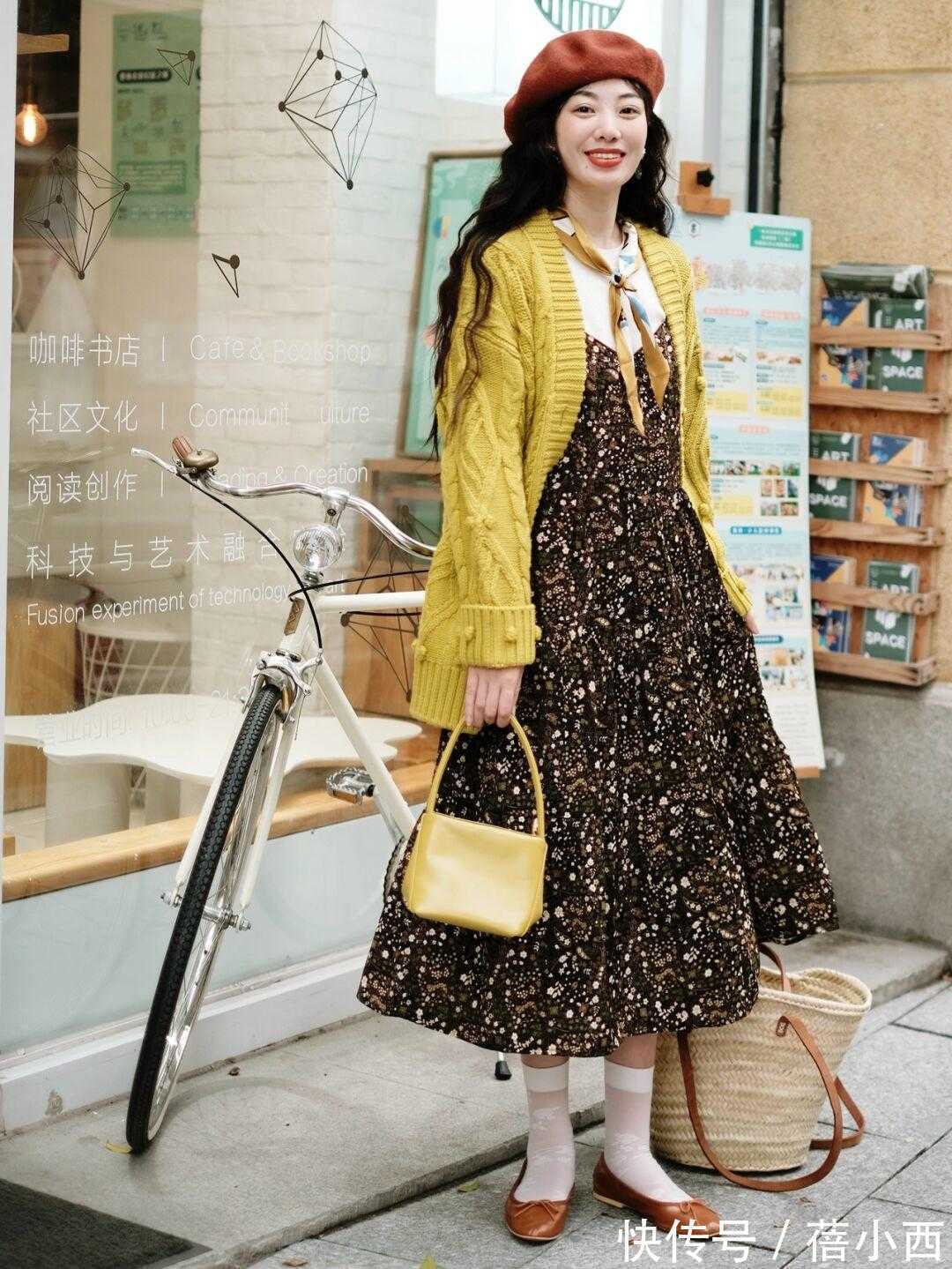 油画裙|今秋流行“油画裙”,搭开衫、西装、风衣都好看,时髦又有品质感