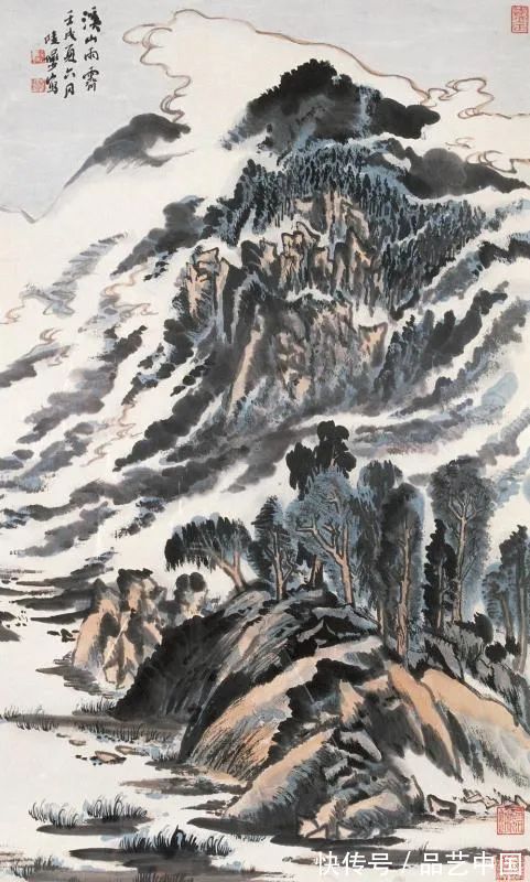 风雨归舟!陆俨少:画雨,“斜”字要用好