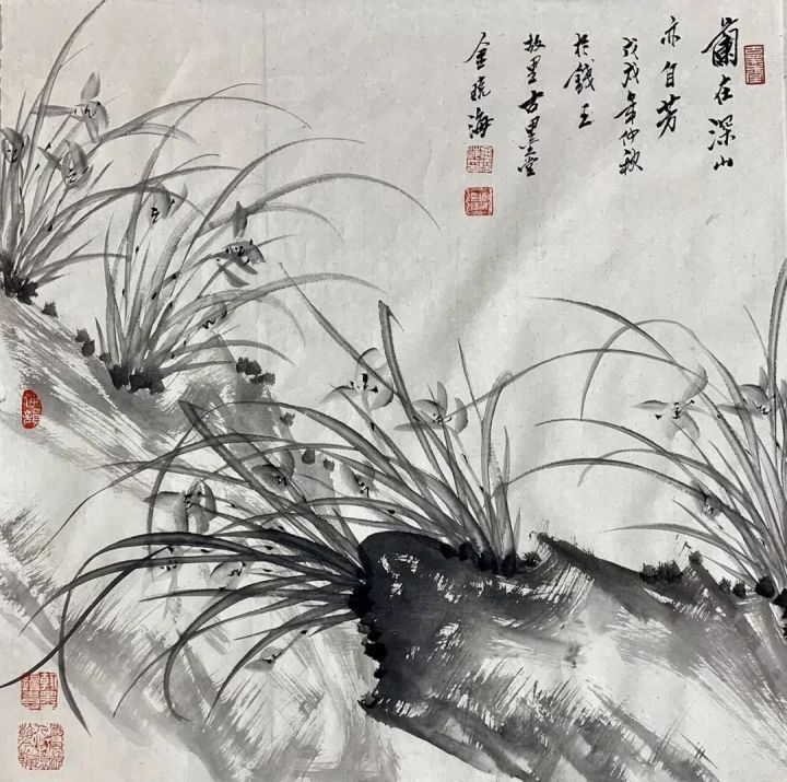 花鸟$金晓海用笔墨创造了一个幽静典雅、诗情禅境的水墨花鸟世界