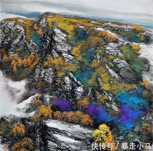 画法@赵寒翔不顾批评,搞国画创新,用涂鸦颠覆传统山石技法?