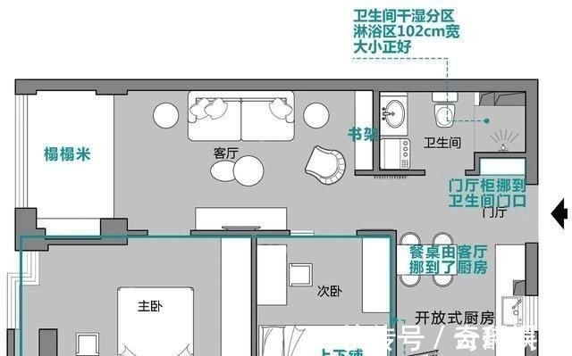 石膏线|58㎡小户型,一居改两居空间越变越大,客厅装成小书房孩子超喜欢