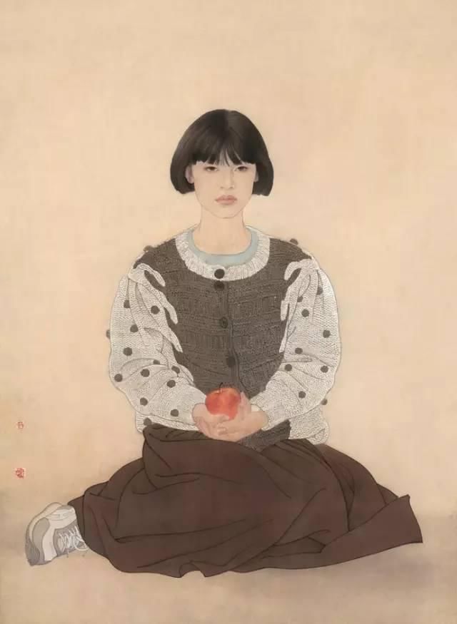 绢本!国画:何家英画笔下的怜怜女儿态,不同寻常的美感!