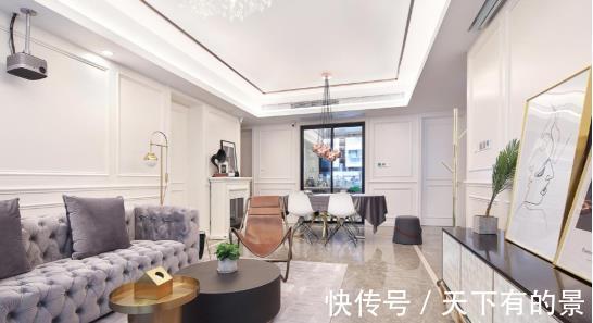 住宅|115㎡美式轻奢住宅,沉稳华丽大气,还有这么大的衣帽间!