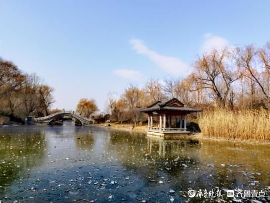 湖面冰层添俊美，寒潮过后大明湖更有韵味了