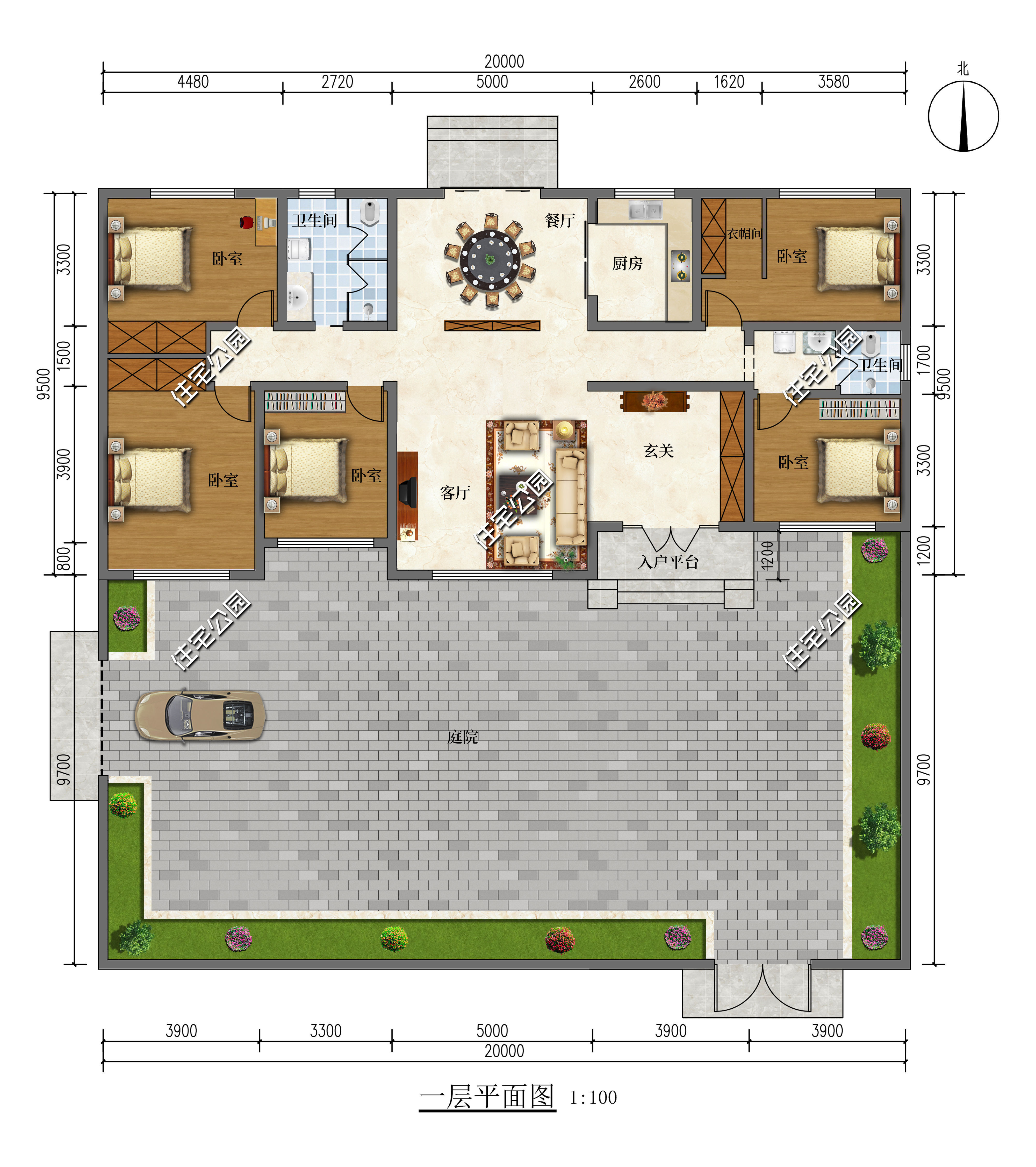 外面的世界|20×9米一层中式住宅，大庭院+大客厅，舒适度拉满