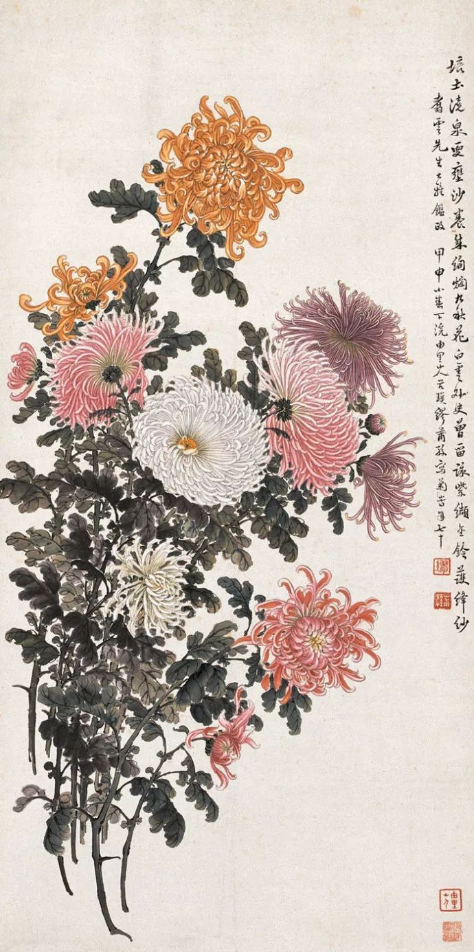 大中学$秋日赏菊——缪谷瑛菊花作品欣赏