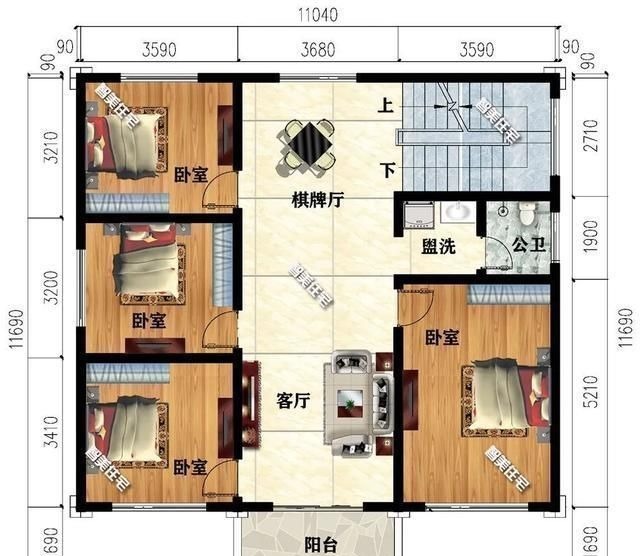 别墅|两栋面宽11米多的新中式别墅，黄+棕为主色调，满满时尚感