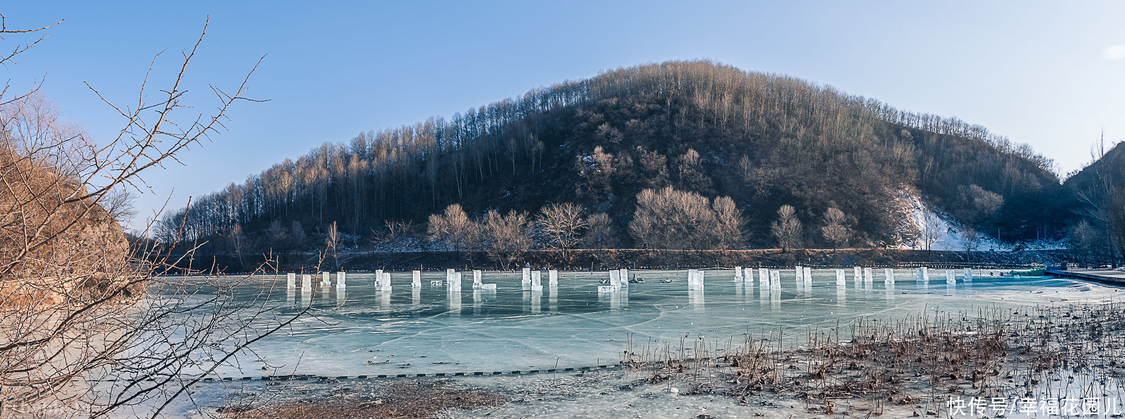 忘忧湖上的蓝冰之旅，感受气泡湖神秘魅力，嗨玩冰雪的玉渡山