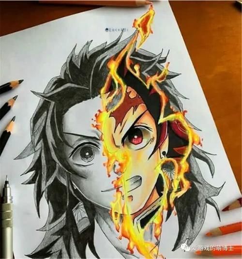 彩稿|素描与彩稿共存,美术达人打造《鬼灭之刃》主题奇妙画作