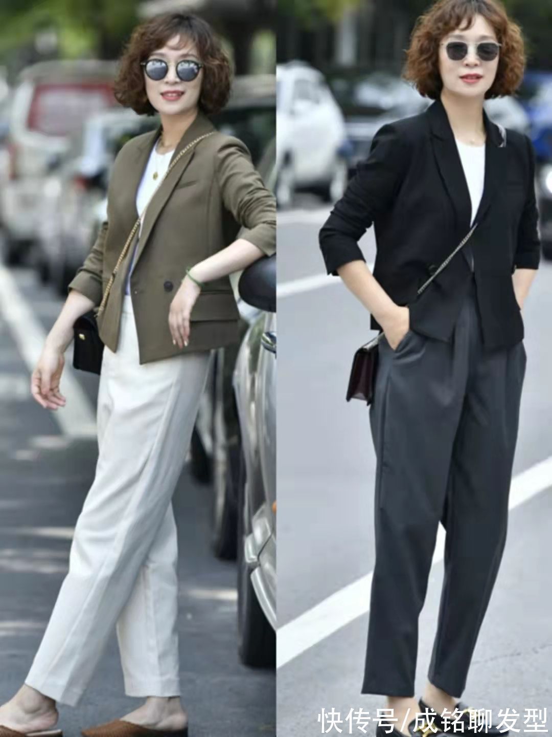 时髦 这才是50岁女人该有的装扮,洋气卷发配时髦穿搭,优雅大气又高级